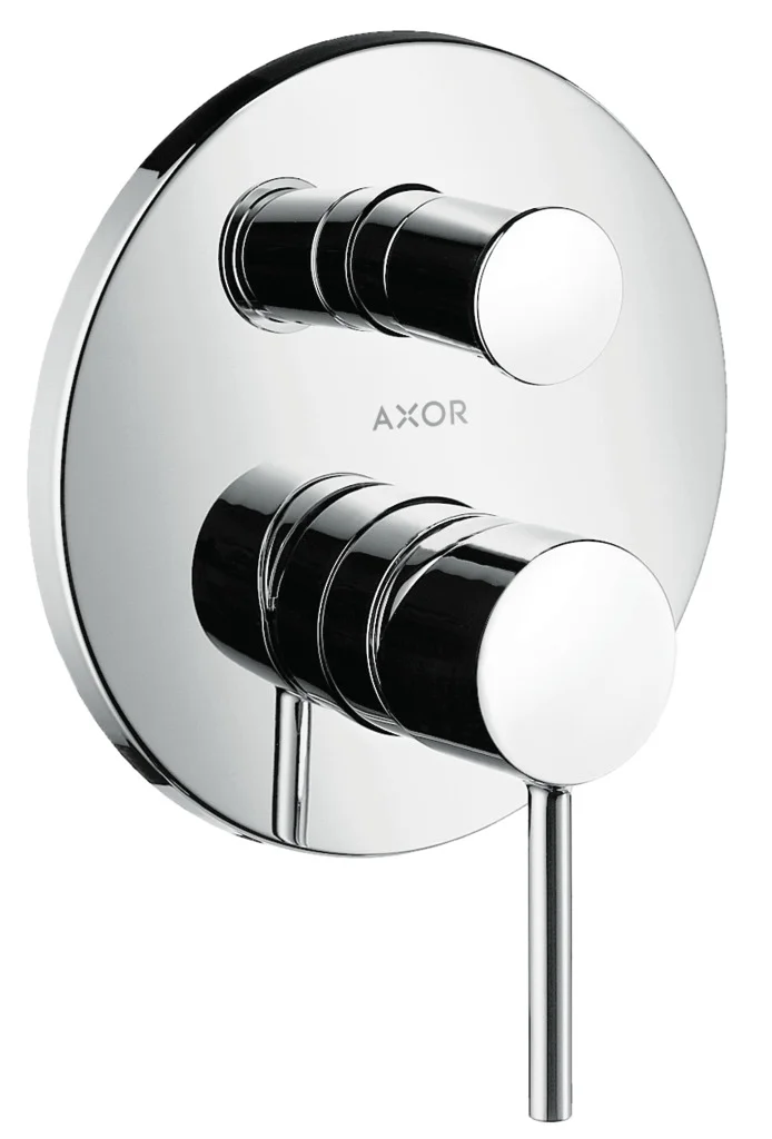 Hansgrohe AXOR Starck Einhebel-Wannenmischer Unterputz Chrom, 2 Verbraucher, max. Durchfluss 26 l/min, Keramikmischsystem, einstellbare Temperaturbegrenzung, automatische Rückstellung, für Durchlauferhitzer geeignet, EN 1717