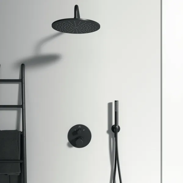 Badethermostat Unterputz Ceratherm T100, Bausatz 2, DIN EN 1717, Rosette Durchmesser: 163mm, Brushed Gold Badethermostat Unterputz Ceratherm T100, Bausatz 2, DIN EN 1717, Rosette Durchmesser: 163mm, Brushed Gold