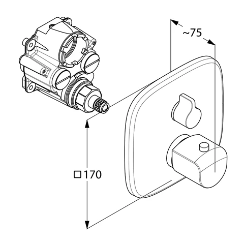 AMEO Unterputz-Thermostatarmatur Feinbau-Set mitFunktionseinheit chrom