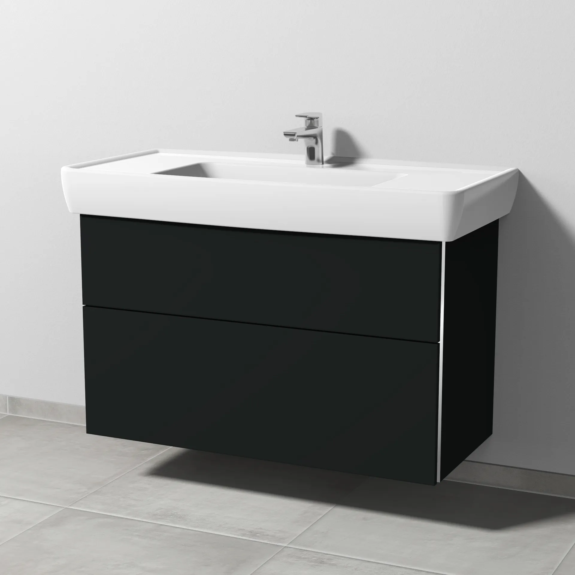 Sanipa Waschtischunterschrank „3way“ passend zu Keramik-Waschtische Pro A von Laufen 950 × 588 × 447 mm in Vulkan (matt)