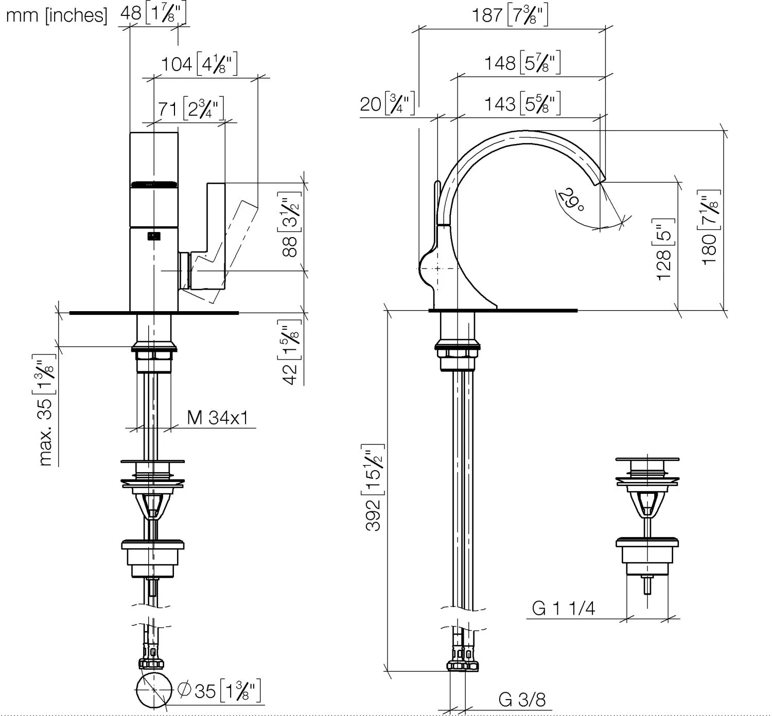 Waschtisch-Einhandbatterie mit Ablaufgarnitur CYO Chrom 33500811 Waschtisch-Einhandbatterie mit Ablaufgarnitur CYO Chrom 33500811