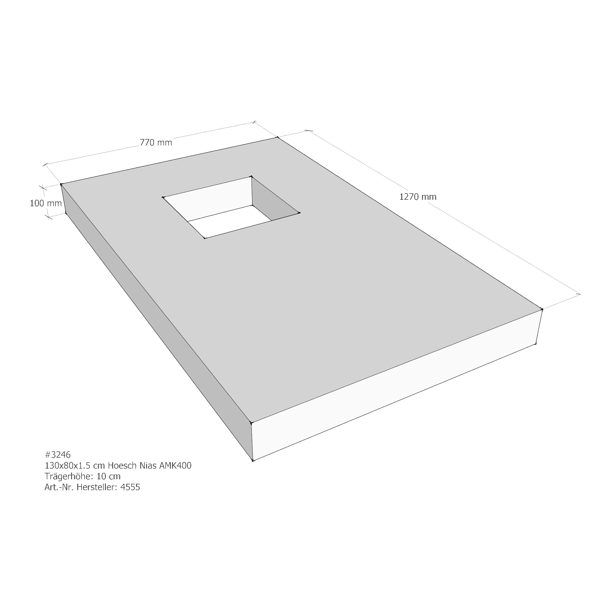 Duschwannenträger für Hoesch Nias 130 × 80 × 1,5 cm Duschwannenträger für Hoesch Nias 130 × 80 × 1,5 cm