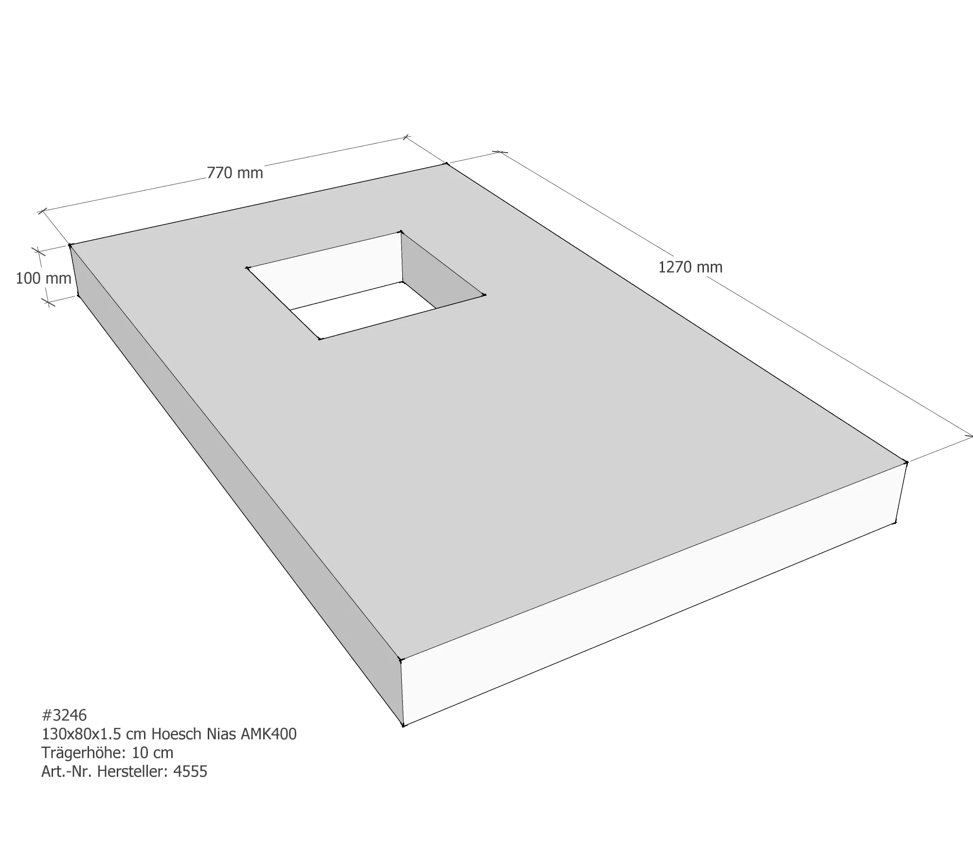 Duschwannenträger für Hoesch Nias 130 × 80 × 1,5 cm