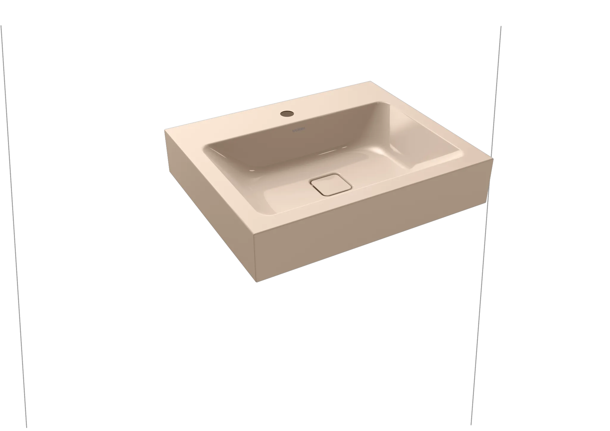 Doppelwaschtisch „Cono“ 60 × 50 cm, mittig, ohne Überlauf, mit Hahnlochbohrung in bahamabeige mit Perl-Effekt