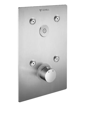 Unterputz-Dusche LINUS Basic D-C-T, Mischwasser, Thermostat, Frontplatte, IP65 (CVD-Touch-Elektronik), Frontplatte Edelstahl gebürstet