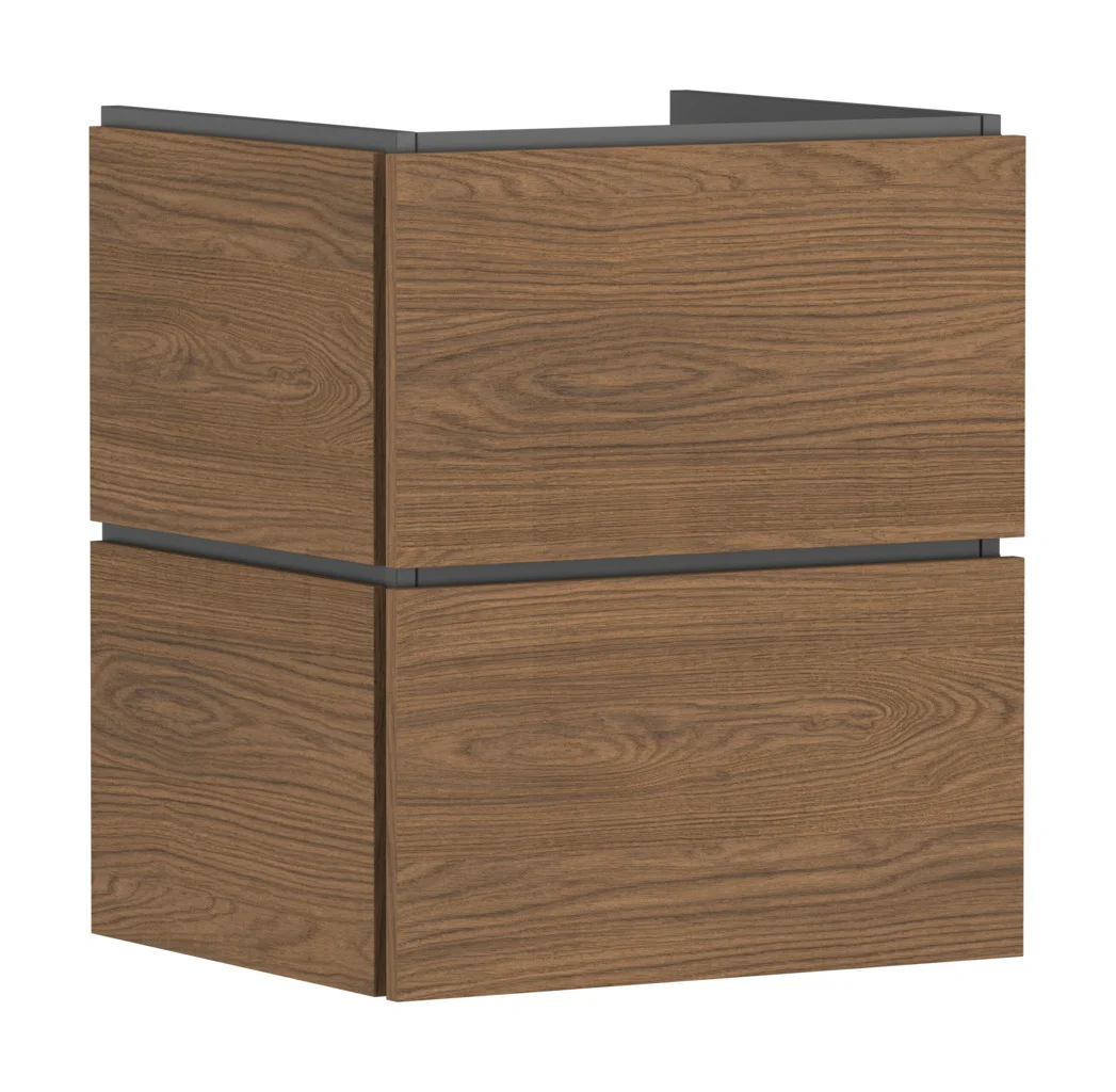 Hansgrohe Xilesa E Waschtischunterschrank, Eiche Kaschmir, 530x470 mm, 2 Schubkästen PushOpen, SoftClose, Wandmontage