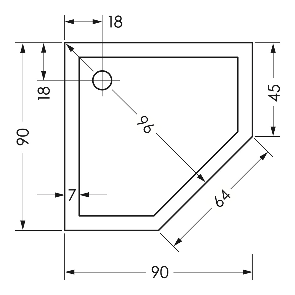 Duschwanne „Valencia“ 90 × 90 cm in Weiß Duschwanne „Valencia“ 90 × 90 cm in Weiß