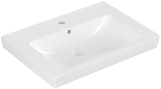 Villeroy & Boch Wandwaschtisch „Subway 2.0“ 650 × 470 × 180 mm, mit Hahnlochbohrung, Hahnlochposition mittig, mit Hahnlochbank in Weiß Alpin