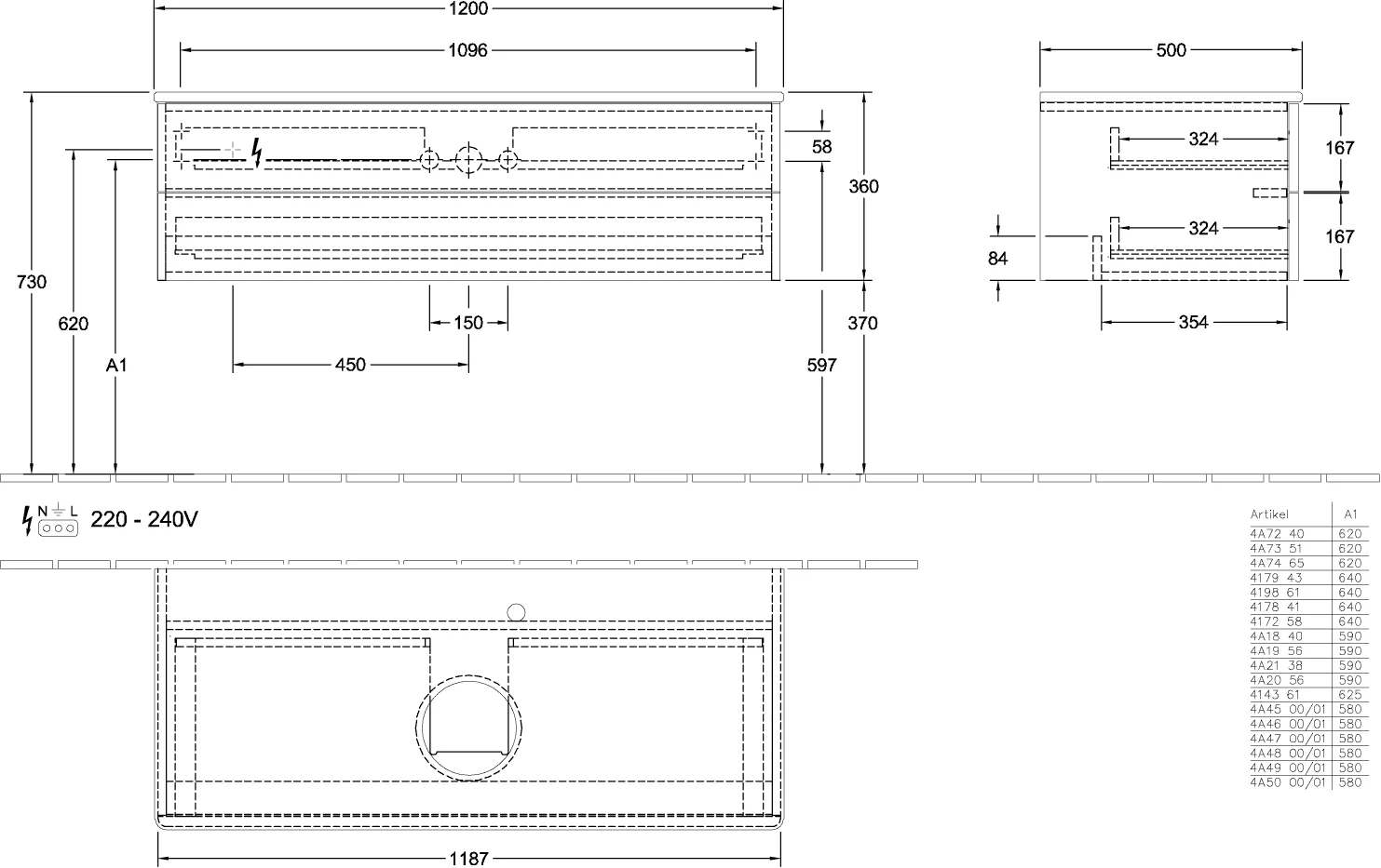 Villeroy & Boch Antao Waschbeckenunterschrank K21_1 1200x360x500mm