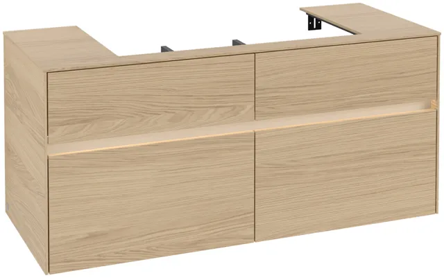 Villeroy & Boch Waschtischunterschrank „Collaro“ 1200 × 548 × 500 mm Nordic Oak, mit Beleuchtung, für Becken mittig