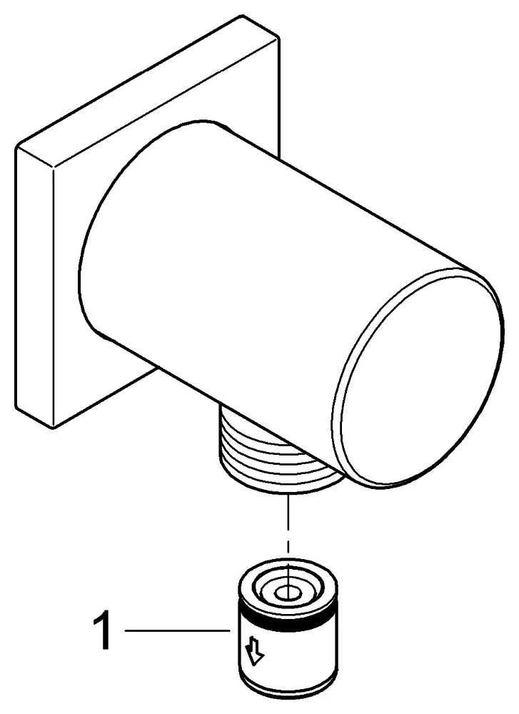 Grohe Wandanschlussbogen Rainshower, 1/2 Zoll Außengewinde, eckige Rosette, eigensicher, in hard graphite gebürstet