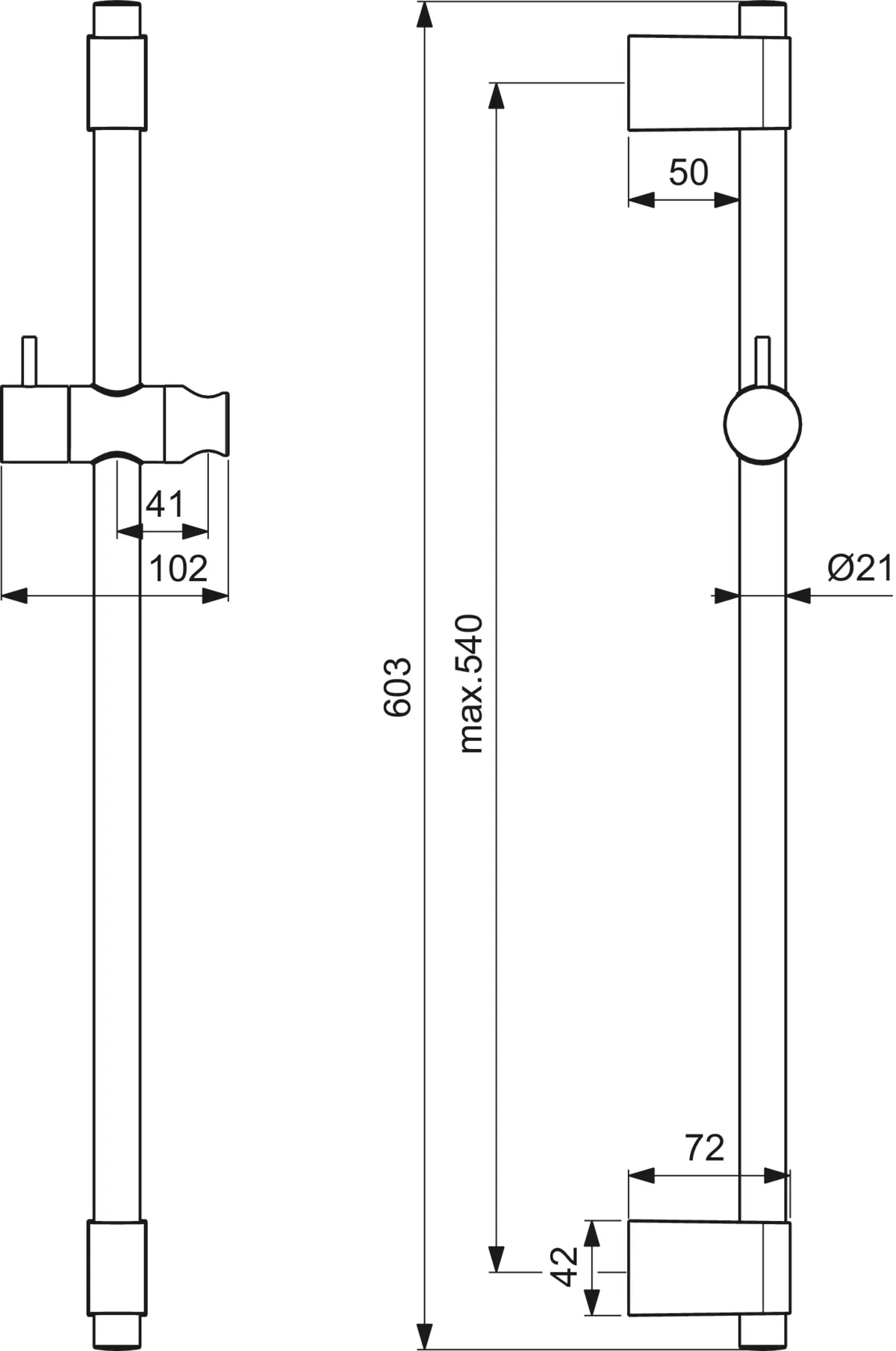 Brausestange Idealrain Pro 600mm Chrom Brausestange Idealrain Pro 600mm Chrom