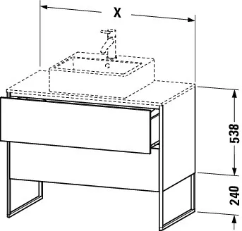 Duravit Waschtischunterschrank bodenstehend „XSquare“ 80 × 77,8 × 54,8 cm in Betongrau Matt