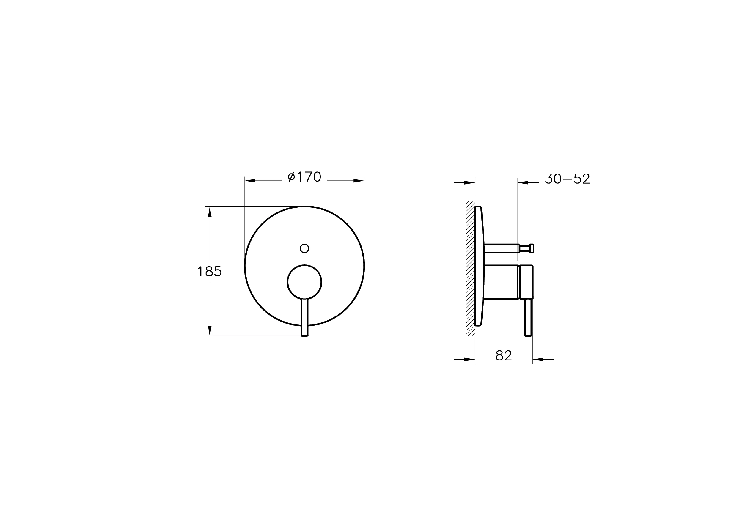 VitrA Origin Einhebel-Wannenfüll- und Brausearmatur V-Box Chrom, Unterputzmontage, Rosettendurchmesser 170 mm