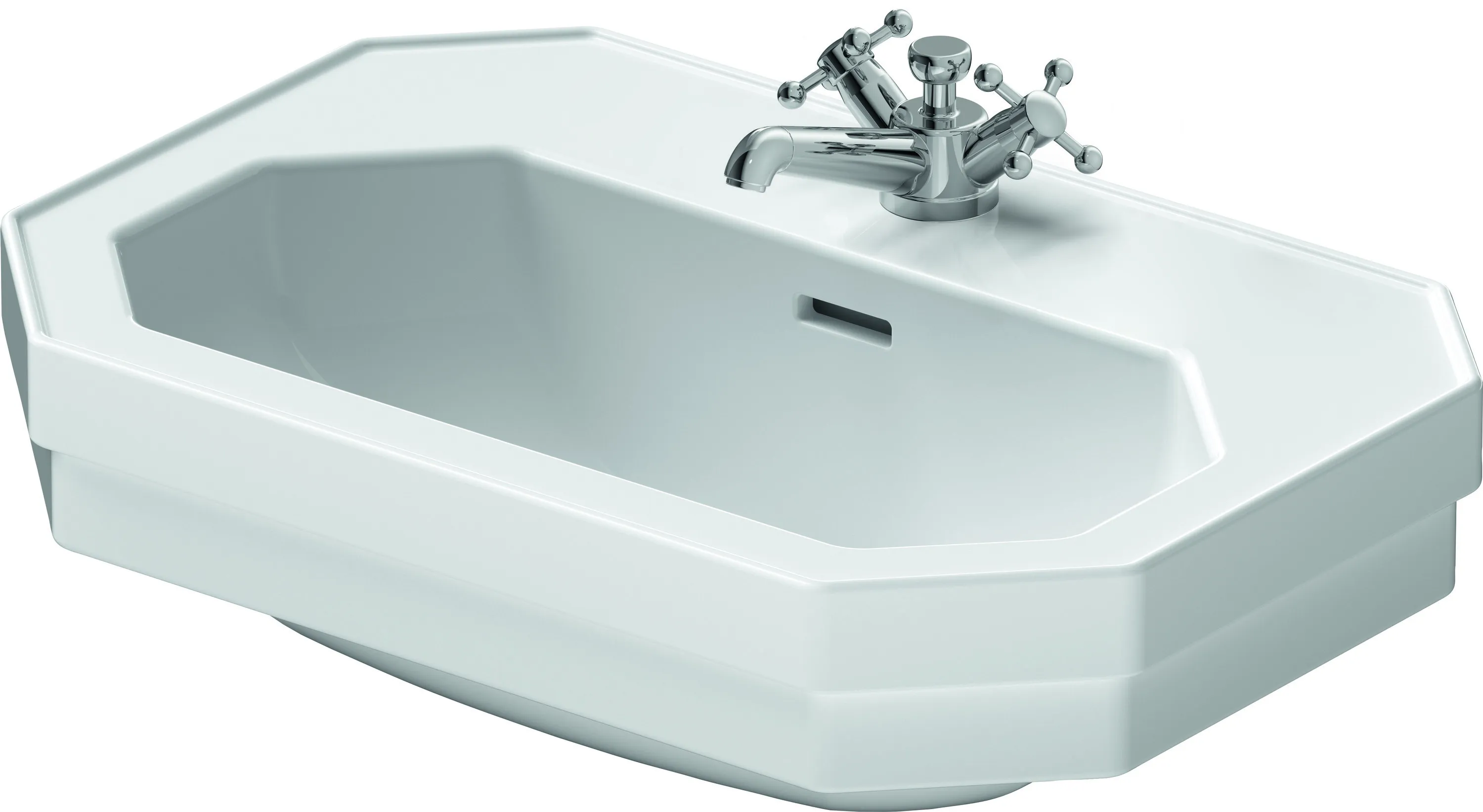 Waschtisch 1930 600 mm mit ÜL, mit HLB, 1 HL, weiß