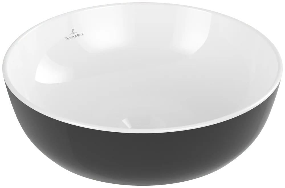 Villeroy & Boch Aufsatzwaschbecken Artis, Rund, Coal Black, 430x430x130 mm, TitanCeram, glänzend, ohne Überlauf
