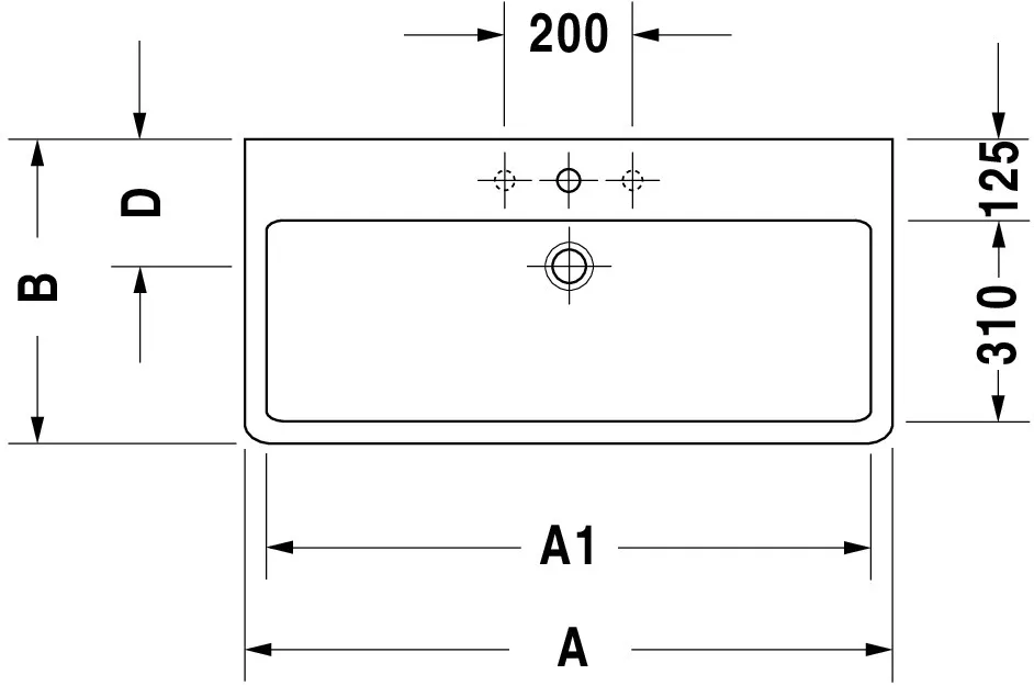 Wandwaschtisch „Vero“, mit Überlauf, Hahnlochposition mittig Wandwaschtisch „Vero“, mit Überlauf, Hahnlochposition mittig