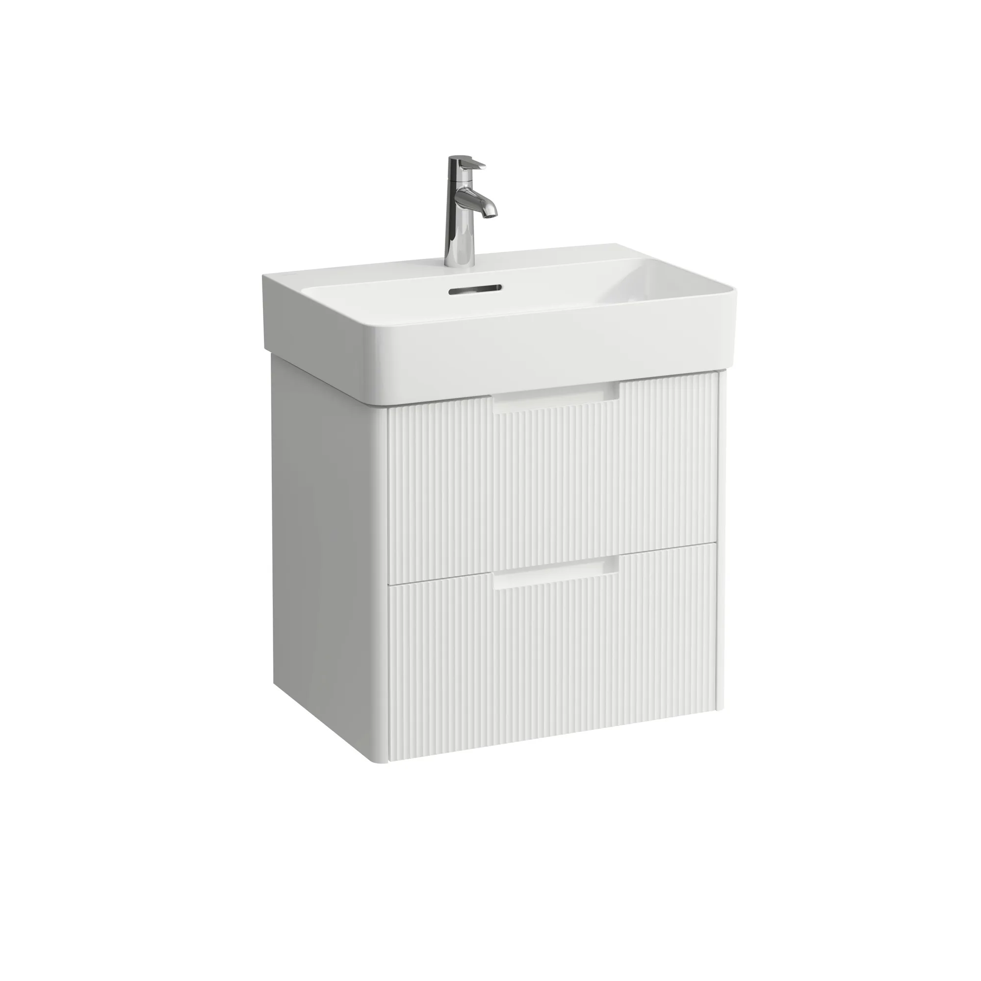 Waschtischunterbau JUNA für VAL 400x521x515 2 Schubladen mit Griffmulde für Waschtisch H810283 weiß matt