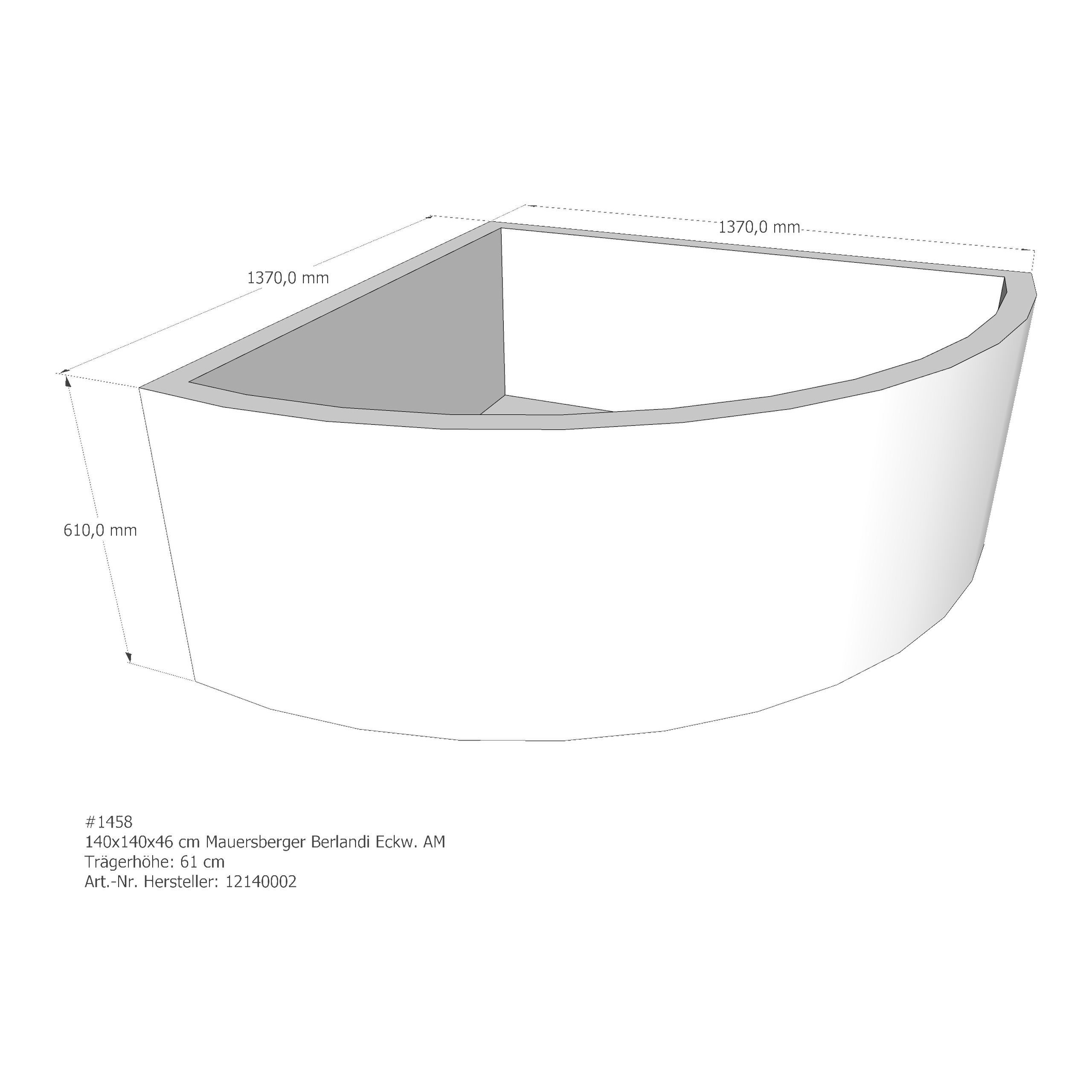 Badewannenträger für Mauersberger Berlandi 140 × 140 × 46 cm Badewannenträger für Mauersberger Berlandi 140 × 140 × 46 cm