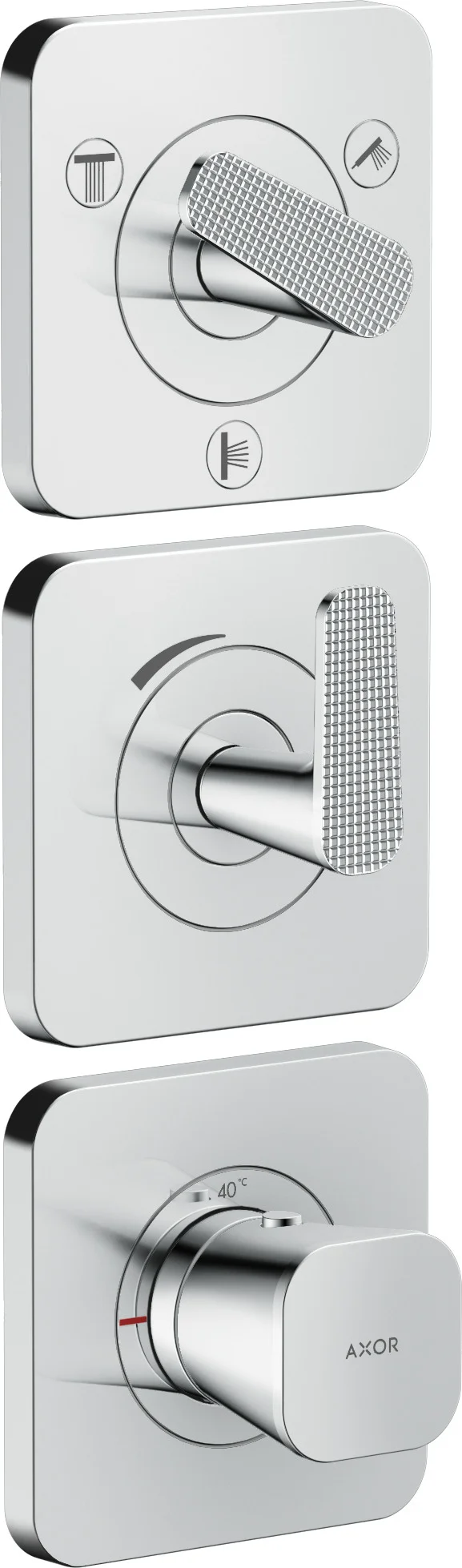 Hansgrohe AXOR Citterio C Thermostatmodul 380/120 UP FS Cubic Chrom, Unterputz, 3 Verbraucher, DN20, max. Durchfluss 30 l/min
