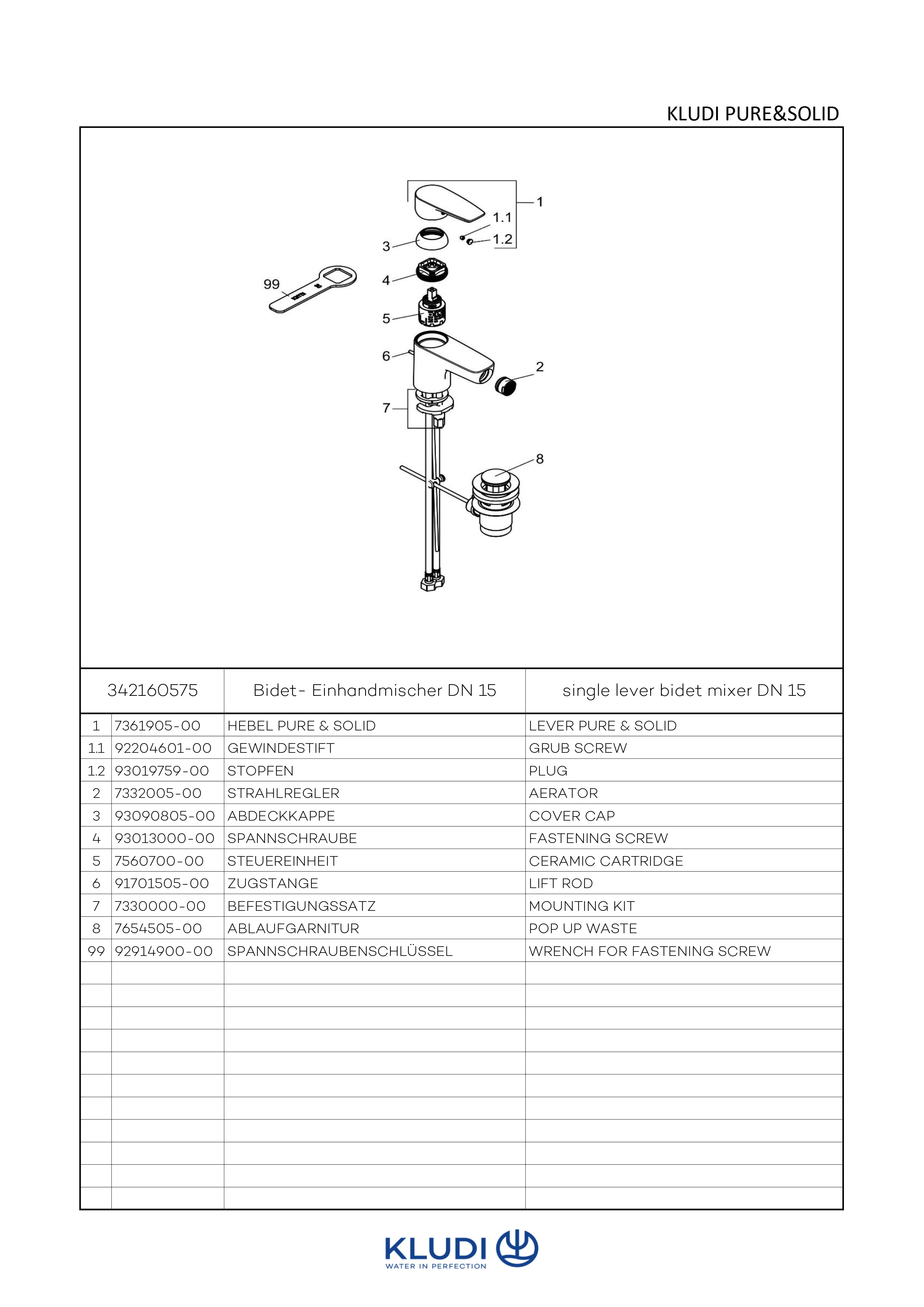 PURE & SOLID BidetEHM mit Metallablaufg. chrom PURE & SOLID BidetEHM mit Metallablaufg. chrom