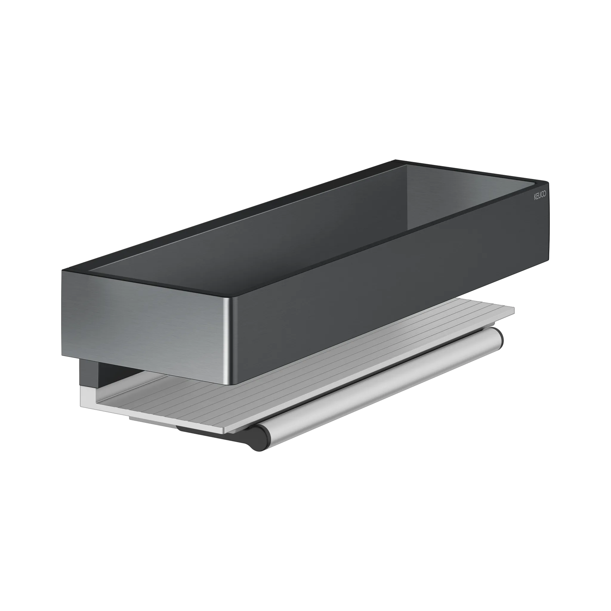 Edition 11 11159130000 Duschkorb mit Glasabzieher silber-elox./Schwarzchrom geb. Edition 11 11159130000 Duschkorb mit Glasabzieher silber-elox./Schwarzchrom geb.