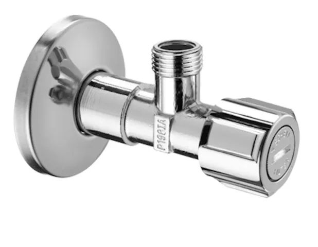 Eckventil mit Regulierfunktion COMFORT mit Filter, Filter (Maschenweite: 250 µm), COMFORT-Griff, Schubrosette Ø 54 mm, DN 15 G 1/2 AG, DN 15 G 1/2 AG, chrom