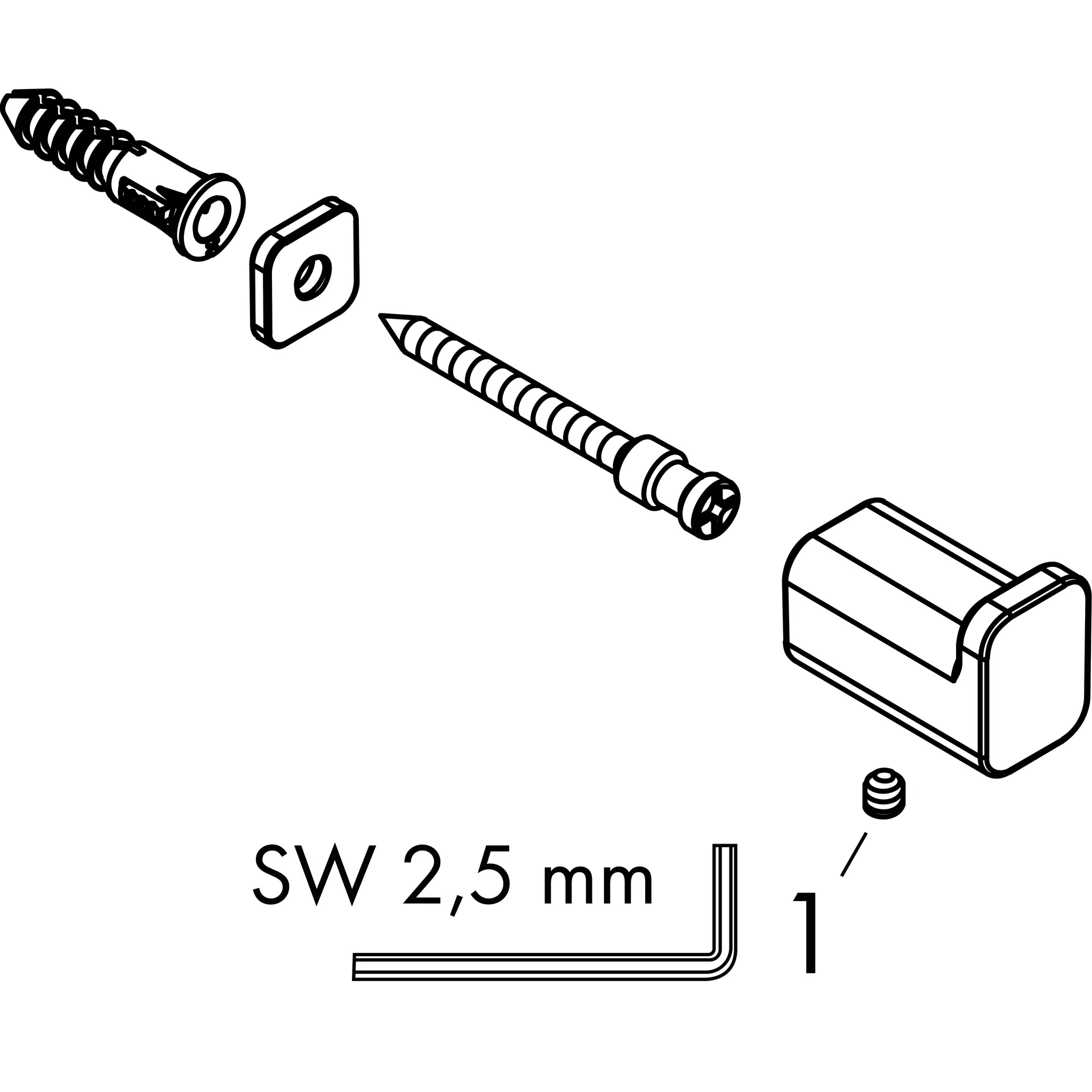 Hansgrohe AddStoris Q Handtuchhaken, Mattweiß, Wandmontage mit verdeckter Befestigung, Bohrloch-Durchmesser 6 mm