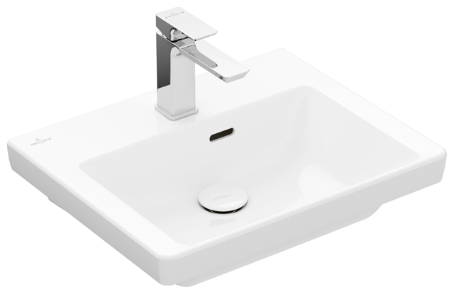 Handwaschbecken „Subway 3.0“ 50 × 40 × 14,5 × 14,5 cm, ohne Hahnlochbohrung, Hahnlochposition mittig in Weiß Alpin