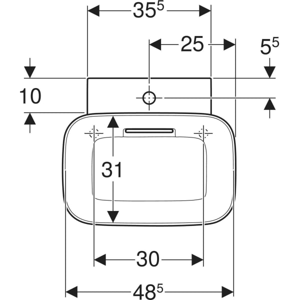 Aufsatzwaschtisch in Schalenform „One“ mit horizontalem Ablauf, rechteckig 50 × 42,5 cm in weiß alpin mit KeraTect® Aufsatzwaschtisch in Schalenform „One“ mit horizontalem Ablauf, rechteckig 50 × 42,5 cm in weiß alpin mit KeraTect®