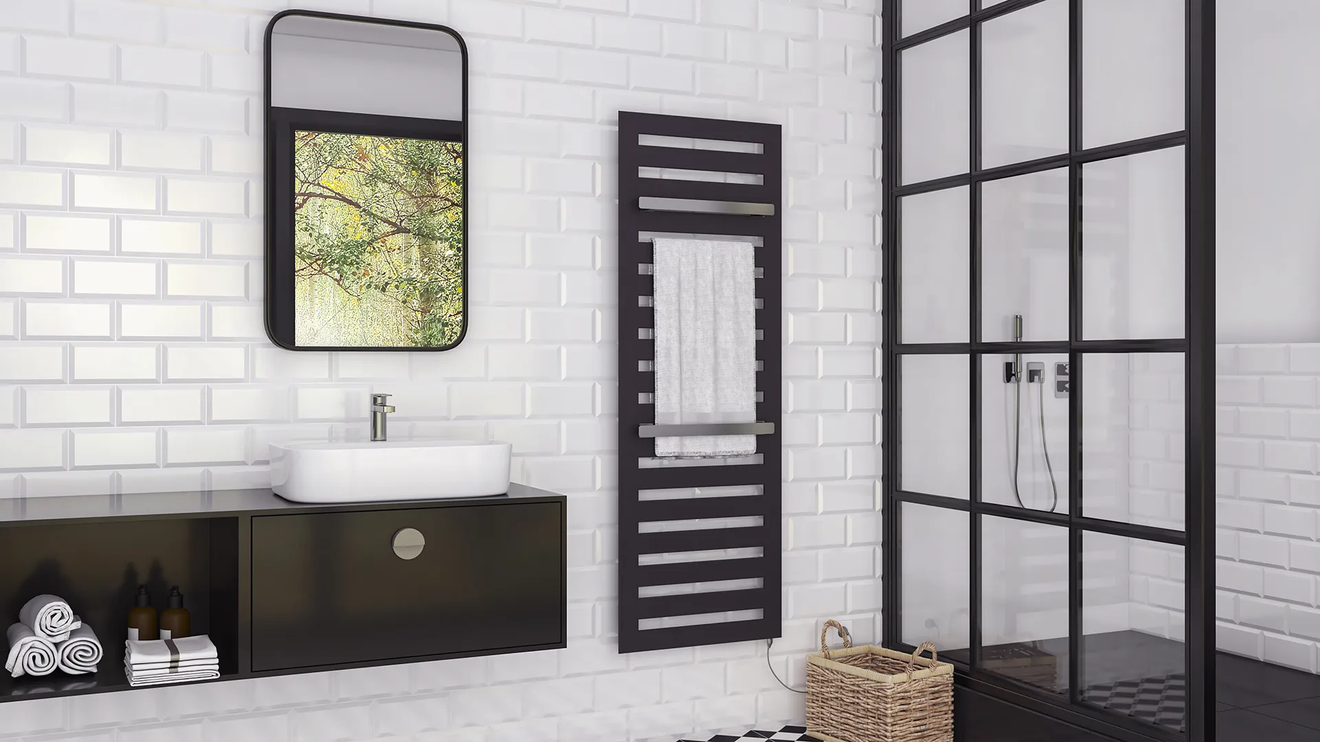 Zehnder Design-Handtuchwärmer „Metropolitan Bar“ mit Heizstab IHE 40 × 80,5 cm in Ruby Red (RAL 3003, glänzend) Zehnder Design-Handtuchwärmer „Metropolitan Bar“ mit Heizstab IHE 40 × 80,5 cm in Ruby Red (RAL 3003, glänzend)