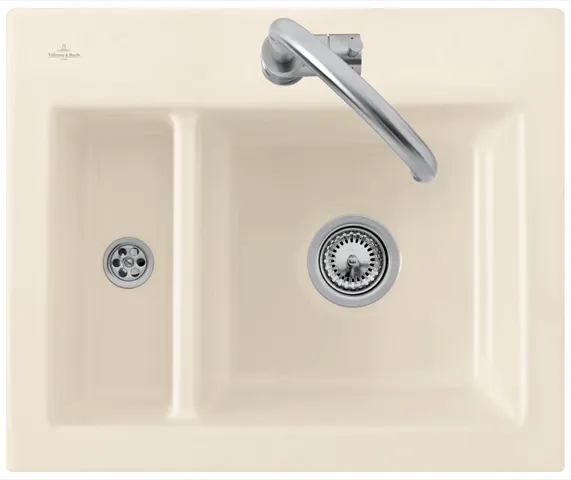 Villeroy & Boch flächenbündiges Küchenspülbecken „Subway“ 60 XM flat 585 × 475 × 220 mm, für Becken rechts in Snow White