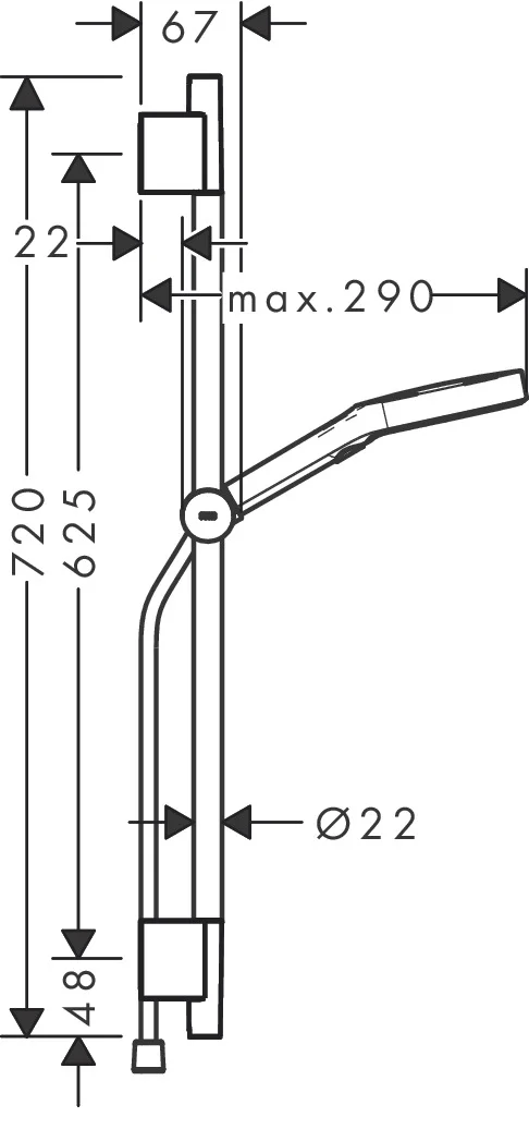 Hansgrohe Rainfinity Brauseset 130 3jet mit Unica S Puro Push-Schieber, Brushed Black Chrome, 720 mm Stangenlänge