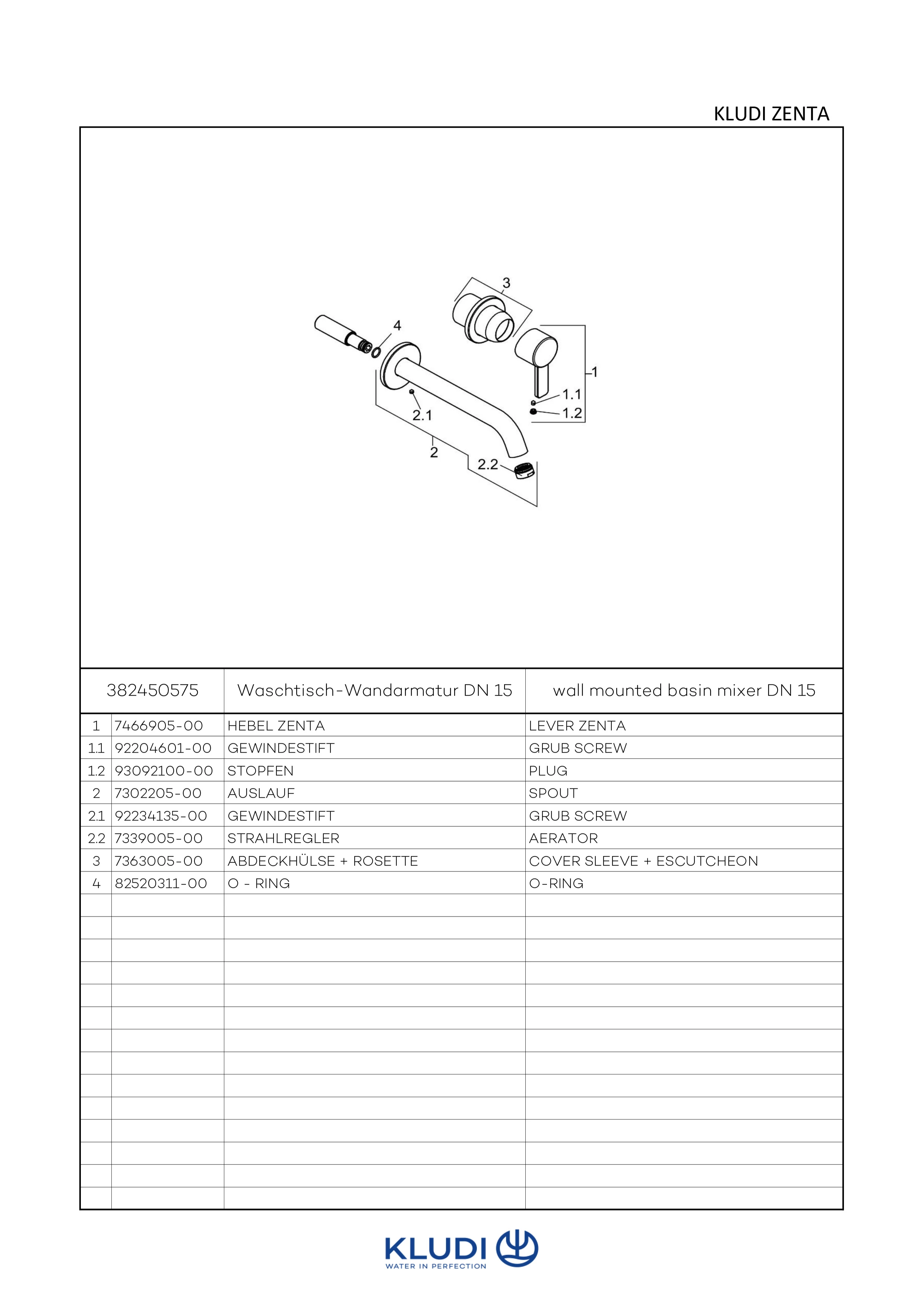 ZENTA WT2LOCHWANDEHM Ausladung 230 MM chrom ZENTA WT2LOCHWANDEHM Ausladung 230 MM chrom
