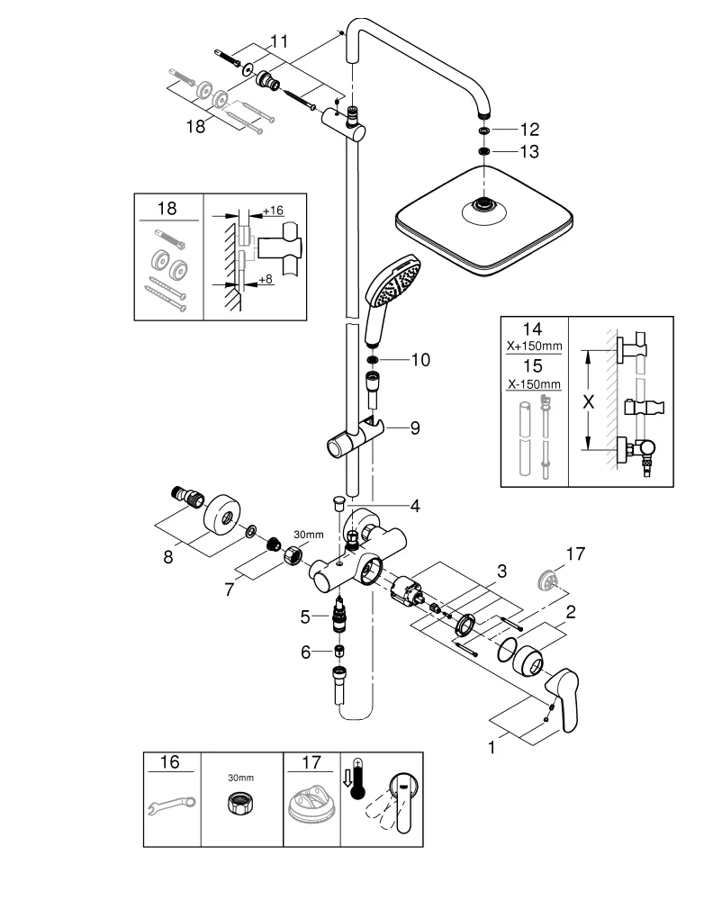 Grohe Tempesta Cube System 250 (2023) Duschsystem mit Einhandmischer für Wandmontage, chrom Grohe Tempesta Cube System 250 (2023) Duschsystem mit Einhandmischer für Wandmontage, chrom