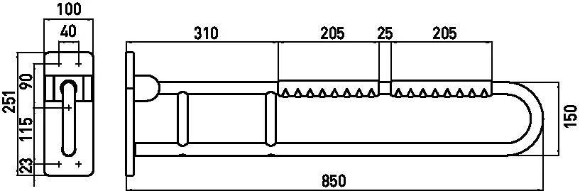 emco Stützklappgriff „system 2“ 850 mm in chrom / schwarz emco Stützklappgriff „system 2“ 850 mm in chrom / schwarz