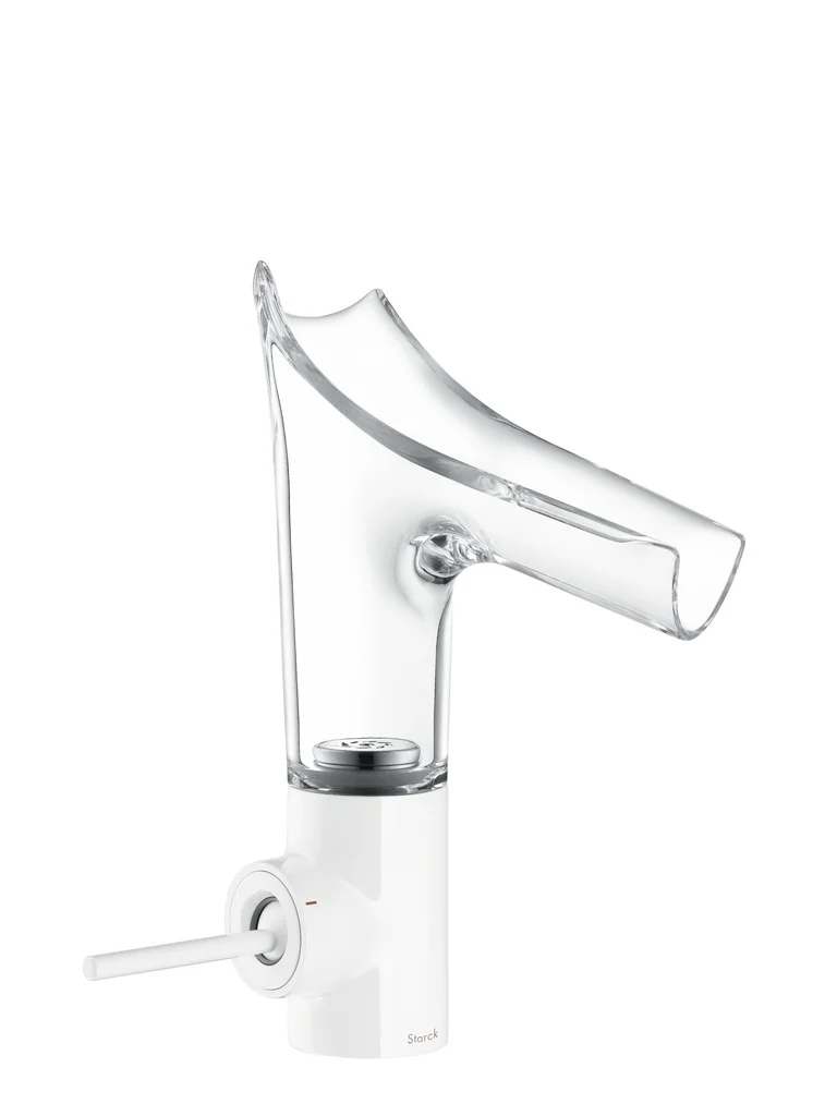 Hansgrohe AXOR Starck V Einhebel-Waschtischmischer chrom, Ausladung 125 mm, ComfortZone 140, Glasauslauf, Keramikmischsystem Hansgrohe AXOR Starck V Einhebel-Waschtischmischer chrom, Ausladung 125 mm, ComfortZone 140, Glasauslauf, Keramikmischsystem