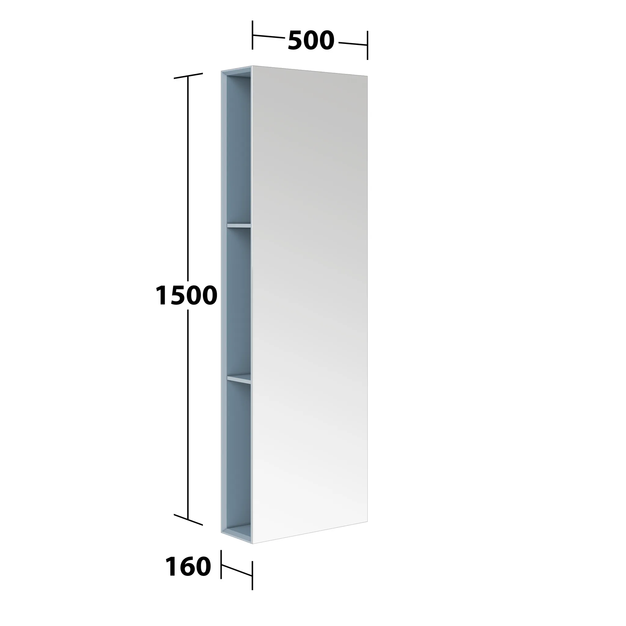 KEUCO Spiegelregal „Edition 11 Art“ Blue Satin (Lack, seidenmatt), Blue Satin (Lack, seidenmatt), 500 × 1500 mm