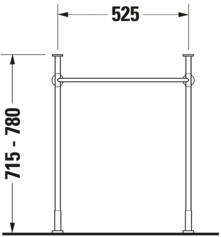 Duravit Metallkonsole Vero, Chrom Poliert, höhenverstellbar, 425x525x715-780 mm, Bodenstehend mit Wandbefestigung