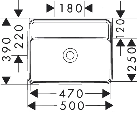 Hansgrohe Handwaschbecken Xanuia Q, Keramik, weiß, 500x390 mm, glänzend, wandhängend, ohne Hahnloch und Überlauf