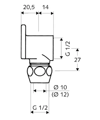 Wandscheibe, Ø 10 mm (DN 15 G 1/2 AG), DN 15 G 1/2 IG, chrom