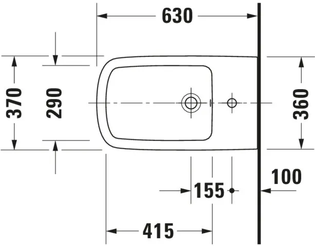 Duravit Stand-Bidet „DuraStyle“, Befestigung sichtbar 37 × 63 × 40 cm