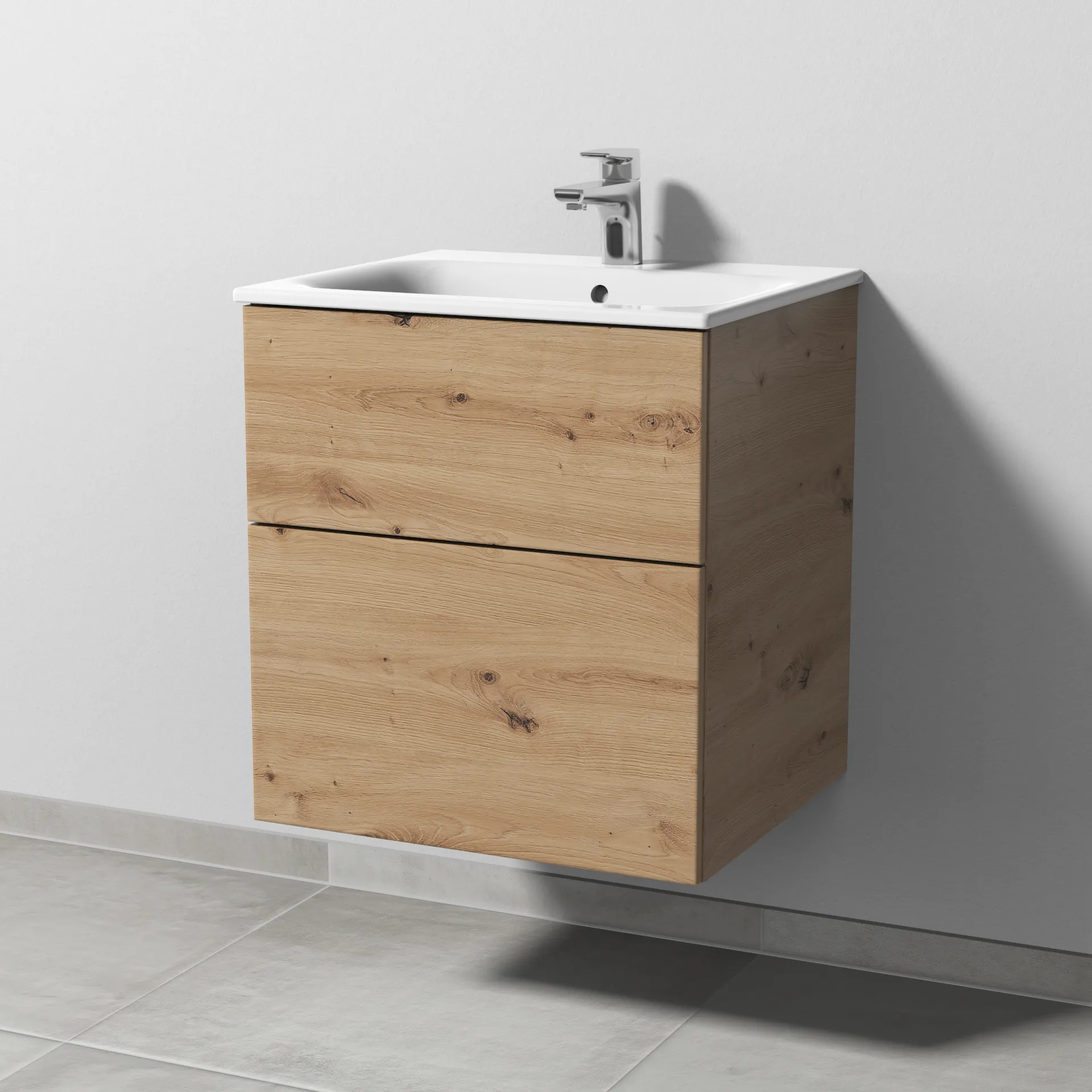 Sanipa Waschtischunterschrank „3way“ 535 × 582 × 472 mm in Eiche Natural-Touch Sanipa Waschtischunterschrank „3way“ 535 × 582 × 472 mm in Eiche Natural-Touch