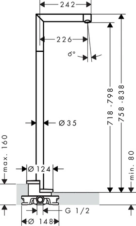 Wanneneinlauf Axor Uno zur Bodenmontage chrom Wanneneinlauf Axor Uno zur Bodenmontage chrom