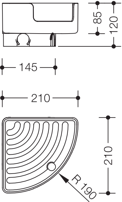 HEWI Eckablage „Serie 802 LifeSystem“ in 12 cm