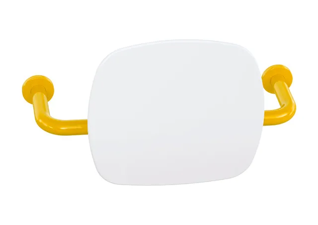 Rückenstütze, Polyamid, hochglänzend, Lehne aus Kunststoff in Farbe 98 (Signalweiß), Breite 435 mm bis 535 mm, Tiefe 230 mm, Lehne 334 mm hoch und 370 mm breit, Stangendurchmesser 33 mm, Montage an der Wand mit Rosetten, in Farbe 99 Rückenstütze, Polyamid, hochglänzend, Lehne aus Kunststoff in Farbe 98 (Signalweiß), Breite 435 mm bis 535 mm, Tiefe 230 mm, Lehne 334 mm hoch und 370 mm breit, Stangendurchmesser 33 mm, Montage an der Wand mit Rosetten, in Farbe 99