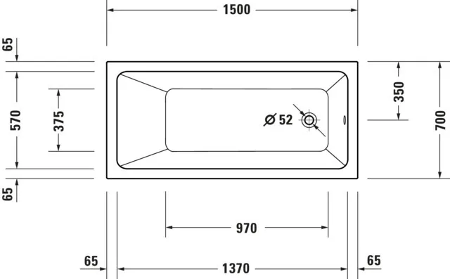 Duravit Badewanne „No.1“ rechteck 150 × 70 cm, Fußablauf