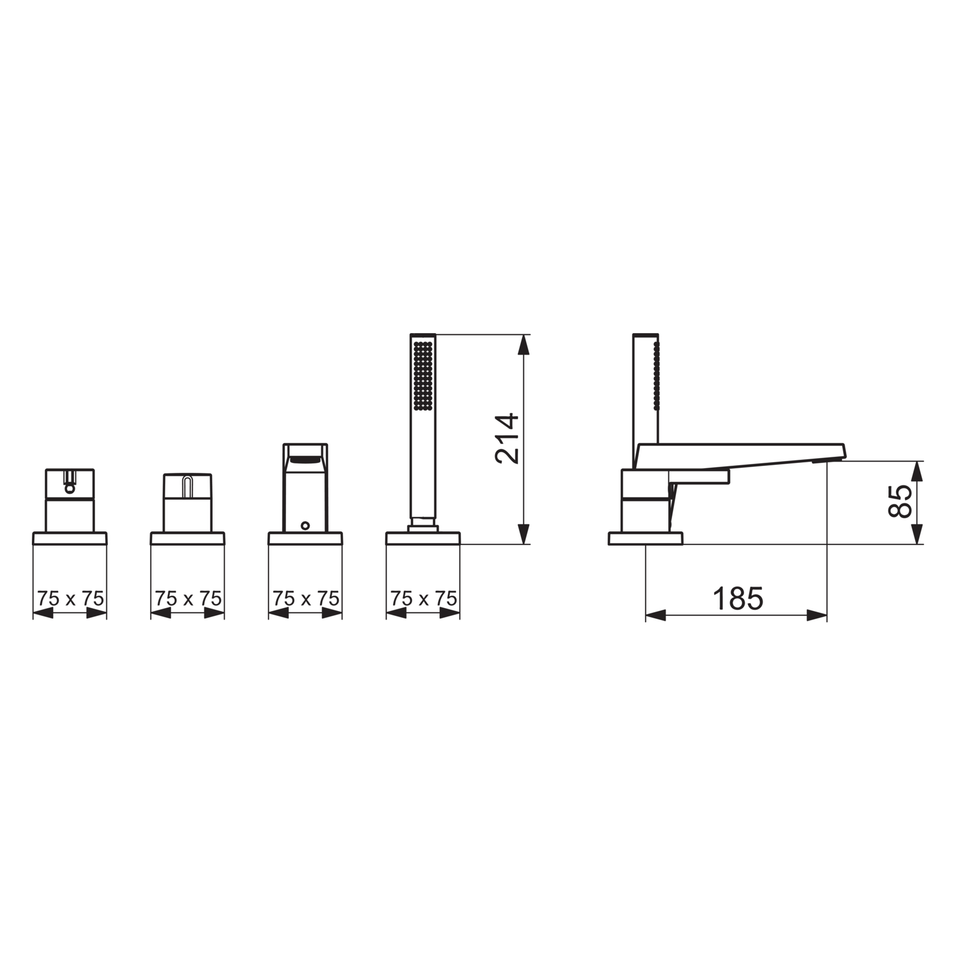 Einhebelmischer Fertigmontageset für Wanne/Brause LOFT 5775 Rosette eckig 1-strahlig 75x75 mm Chrom Einhebelmischer Fertigmontageset für Wanne/Brause LOFT 5775 Rosette eckig 1-strahlig 75x75 mm Chrom