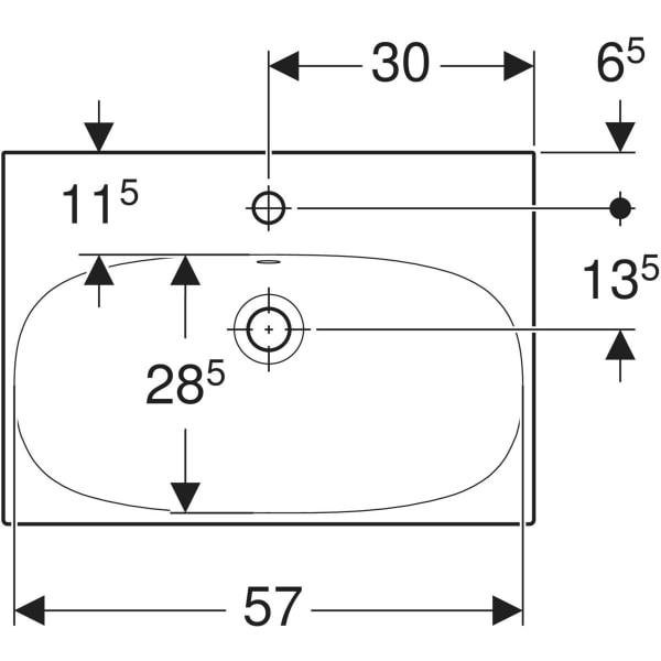 Wandwaschtisch „Acanto“, rechteckig 60 × 42,2 cm in weiß alpin