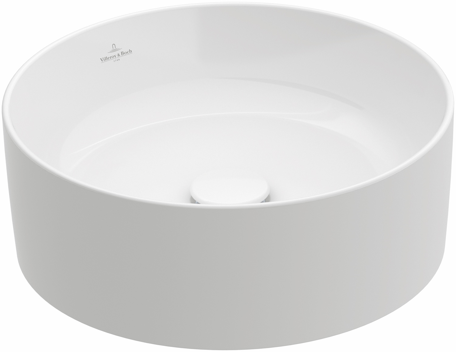 Aufsatzwaschtisch rund „Collaro“, ohne Überlauf, ohne Hahnlochbohrung ⌀ 40 × 14,5 cm in Weiß Alpin